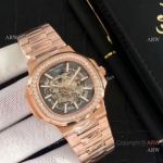 Newest Replica Patek Philippe Nautilus Watches Rose Gold Hollow